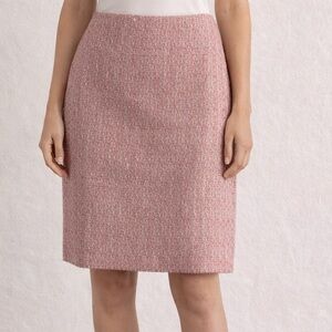 TALBOTS SIZE 6P Pink Tweed Pencil Women’s Skirt Lined Back Slit Classic Office